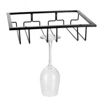 High quality Under cabinet metal iron 3 rows wine glass rack holder for sale