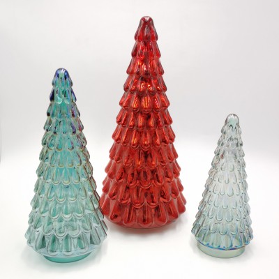 Decorative Mercury-Glass Red Hobnail Tabletop Christmas Tree