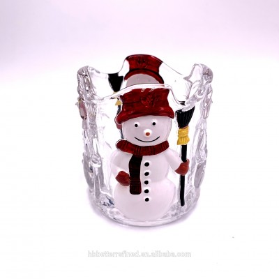 Wholesale snowman red home Christmas Decoration Glass Serving Trays christmas tree empty wax cup little bell soy decor festival