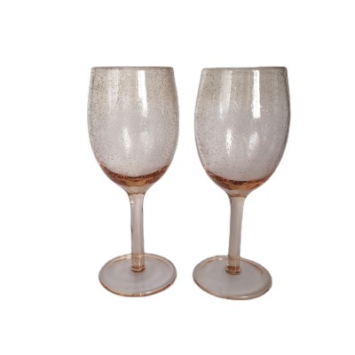 Handmade Pink Wine Glass With Bubbles Drinking Glasses