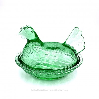 Wholesale easter egg series Halloween chicken candy jar chook hen biddy chick glass egg tray glasswares chicken candle jar BR