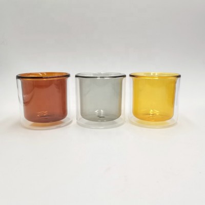 colorful heat-resistant double wall glass coffee cup hot liquid water cup glass wholesaler