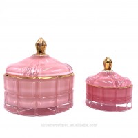 retail GEO pink Cut Candle Glass Jar 7oz gold wax cup glass jars departs candle holder wax soy container food storage