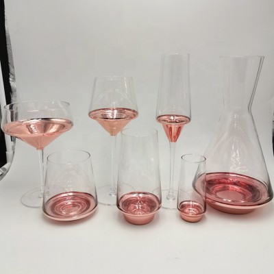 new arrival rose gold color drinking glass set champagne coupe highball glass tumbler carafe