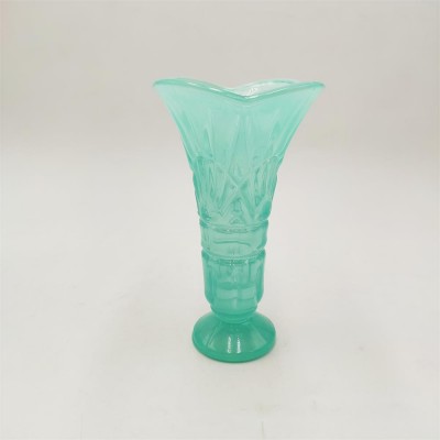 Light blue color embossed glass vase mini flower vase