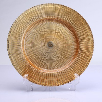 Hand Made Decorative Tableware Gold Glass Charger Plate