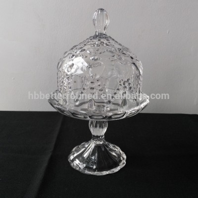 Glass cake stand with cover for wedding decoration