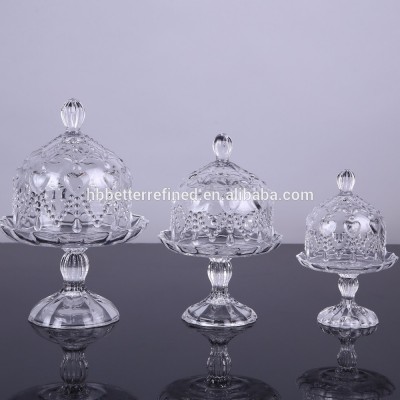 Wholesale glass cake plate with glass dome