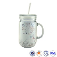 Beverage Creative Juice Drinking gradient color Mason Jar With Straw Lid