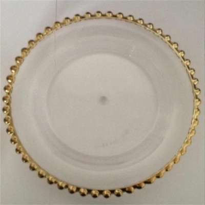 Round gold glass charger dinner plates wholesale