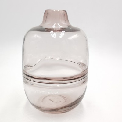 mouth blown home decorative thick pink colored glass vase