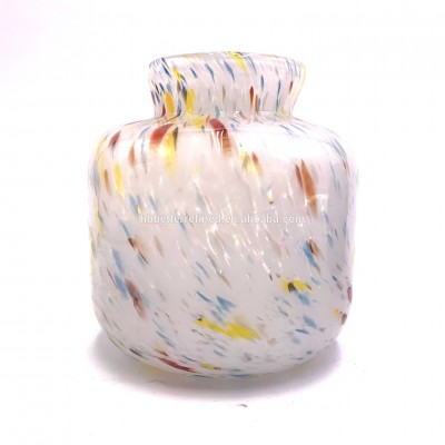 Unique Colorful White Spots Small  Glass Vase