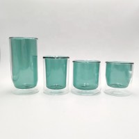 heat-resistant high borosilicate glass tinted color double wall coffee cup hot water cup glass