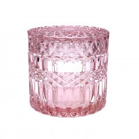 retail GEO Cut Candle Glass Jar 7oz 6oz wax cup glass jars departs candle holder wax soy container food storage pink